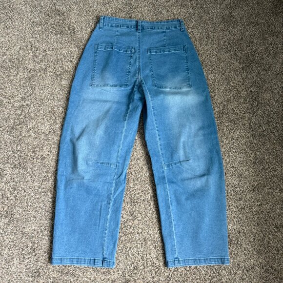 EVALESS Baggy Barrel High Waisted Wide Leg Boyfriend Denim Ankle Jeans, Size 8 - Picture 10 of 12